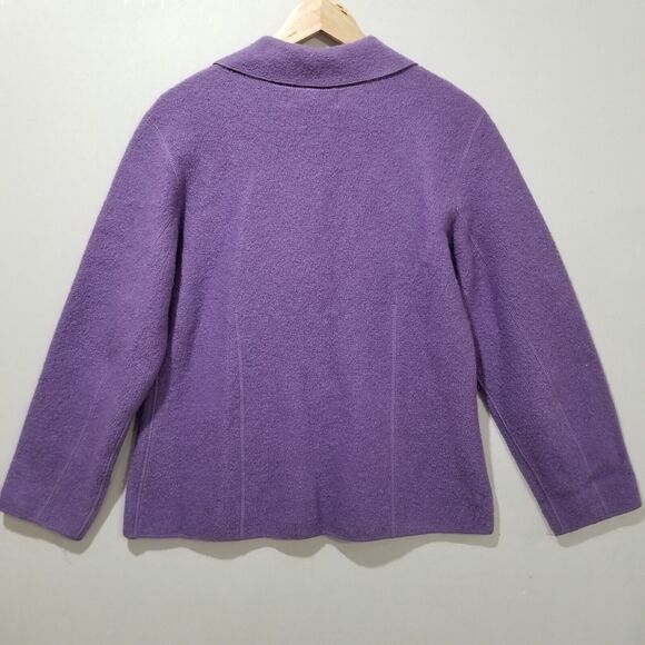 Lisa International Jacket Womens Medium Purple Boiled 100% Wool Button Collared - Picture 2 of 6